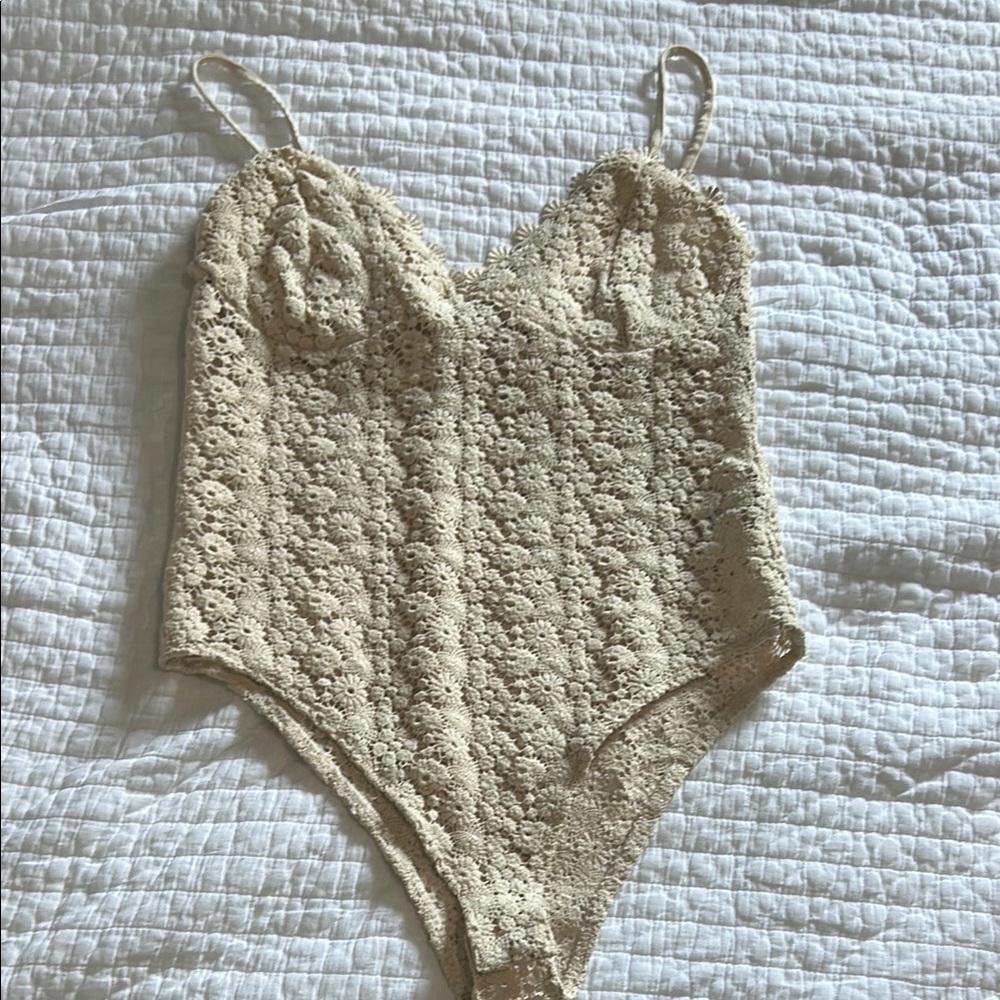 Elegant Cream Lace Bodysuit